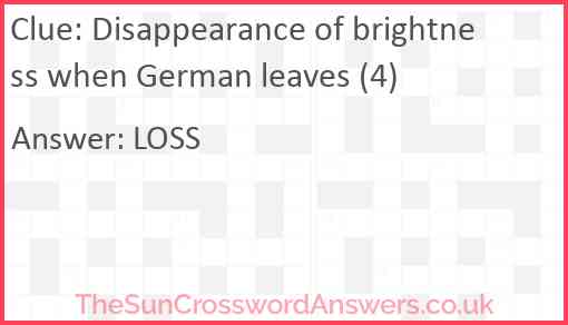 Disappearance of brightness when German leaves (4) Answer