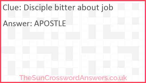 Disciple bitter about job Answer
