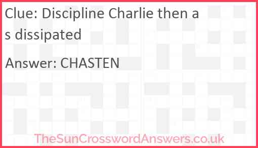 Discipline Charlie then as dissipated Answer