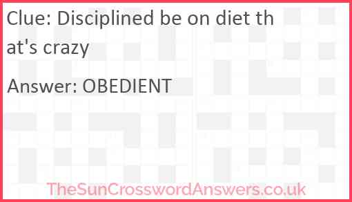 Disciplined be on diet that's crazy Answer