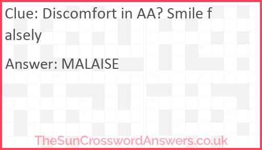 Discomfort in AA? Smile falsely Answer