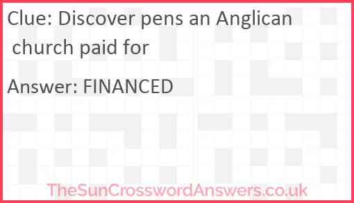 Discover pens an Anglican church paid for Answer