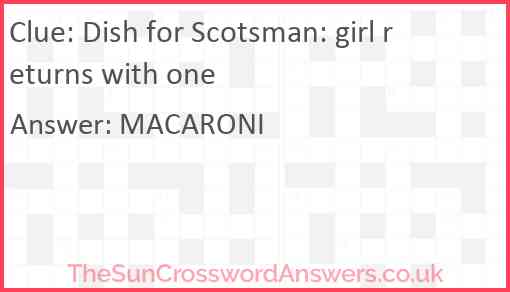 Dish for Scotsman: girl returns with one Answer