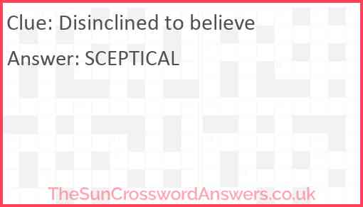 Disinclined to believe Answer