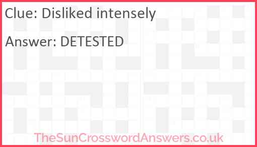 Disliked intensely Answer