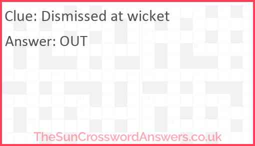 Dismissed at wicket Answer