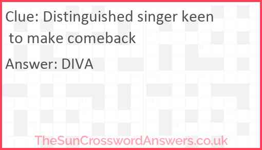 Distinguished singer keen to make comeback Answer