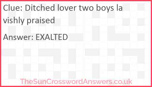 Ditched lover two boys lavishly praised Answer