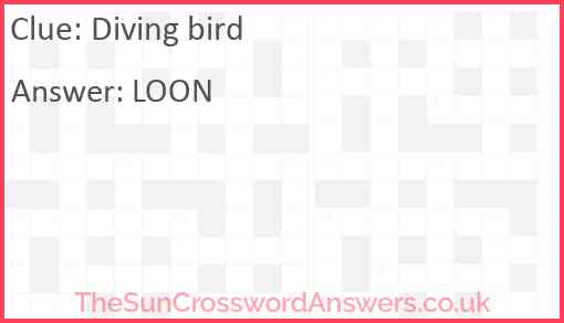 Diving bird crossword clue TheSunCrosswordAnswers co uk