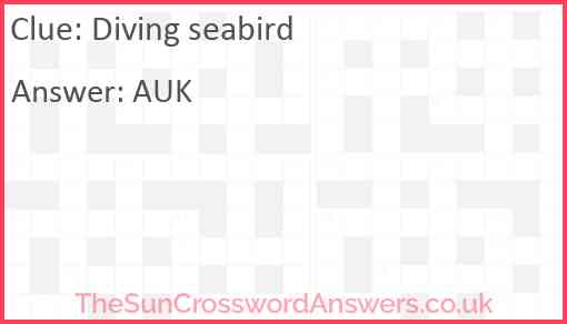 Diving seabird Answer