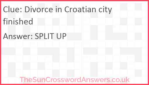 Divorce in Croatian city finished Answer