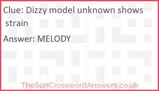 Dizzy model unknown shows strain Answer