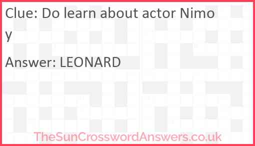Do learn about actor Nimoy Answer