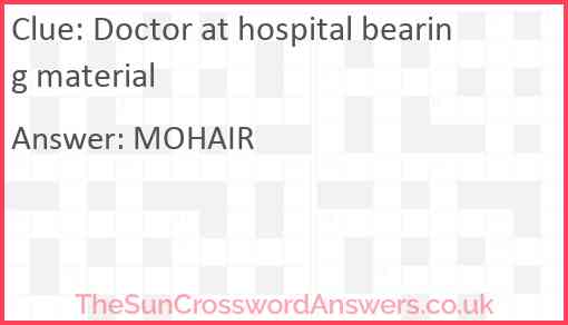 Doctor at hospital bearing material Answer