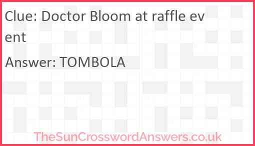 Doctor Bloom at raffle event Answer