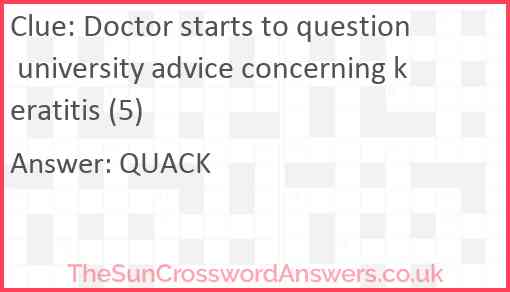 Doctor starts to question university advice concerning keratitis (5) Answer