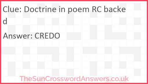 Doctrine in poem RC backed Answer