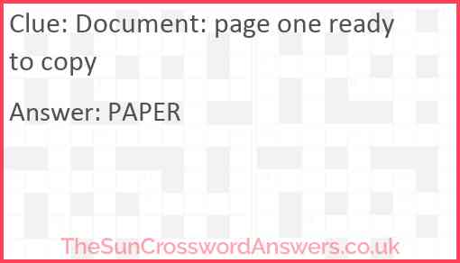 Document: page one ready to copy Answer