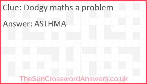 Dodgy maths a problem Answer