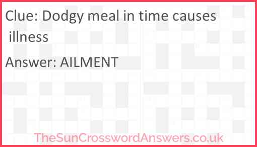 Dodgy meal in time causes illness Answer