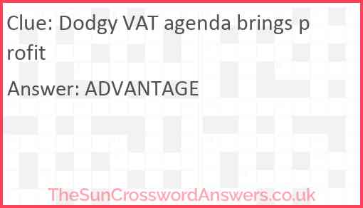 Dodgy VAT agenda brings profit Answer