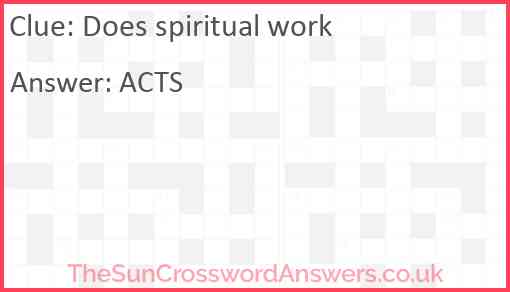 Does spiritual work Answer