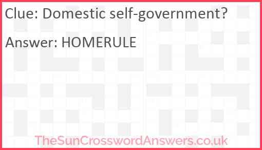 Domestic self-government? Answer