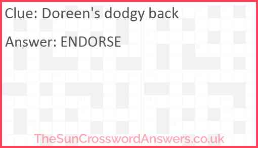 Doreen's dodgy back Answer