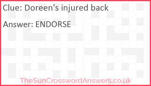Doreen's injured back Answer