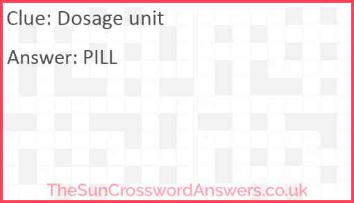 Dosage unit Answer