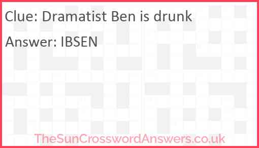 Dramatist Ben is drunk Answer