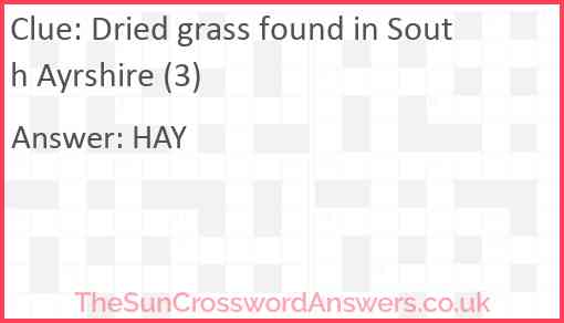 Dried grass found in South Ayrshire (3) Answer
