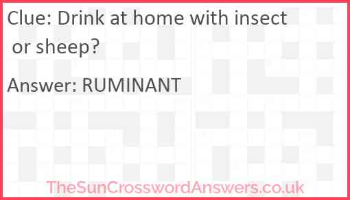 Drink at home with insect or sheep? Answer