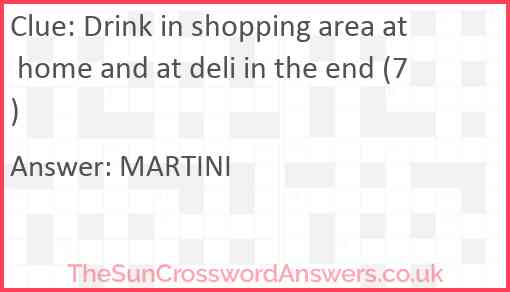 Drink in shopping area at home and at deli in the end (7) Answer