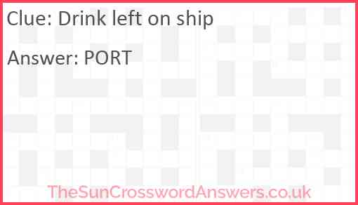 Drink left on ship Answer