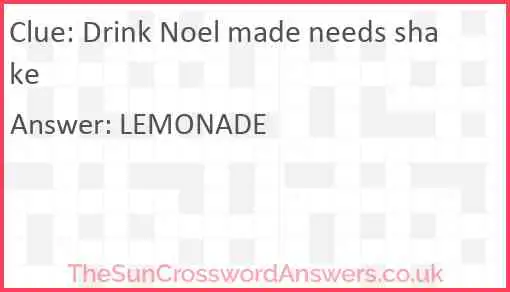 Drink Noel made needs shake Answer