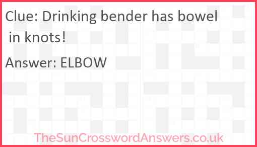 Drinking bender has bowel in knots! Answer
