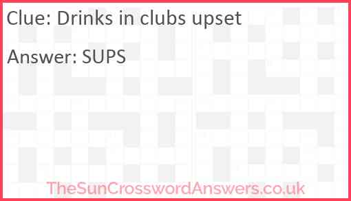 Drinks in clubs upset Answer