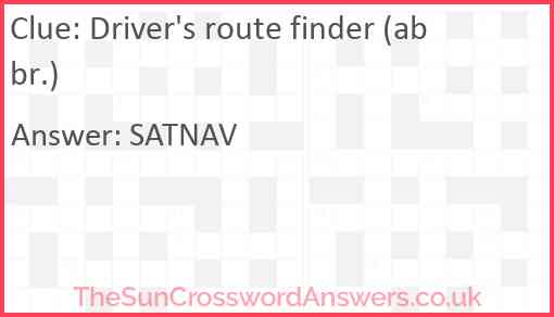 Driver's route finder (abbr.) Answer