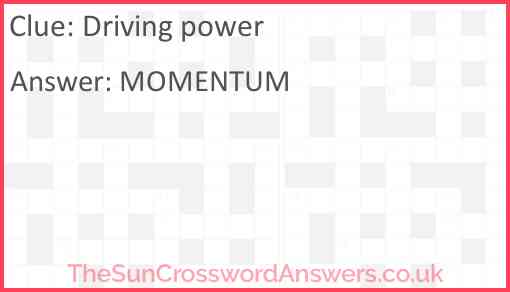 Driving power Answer