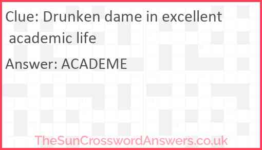 Drunken dame in excellent academic life Answer