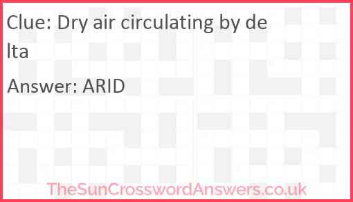 Dry air circulating by delta Answer