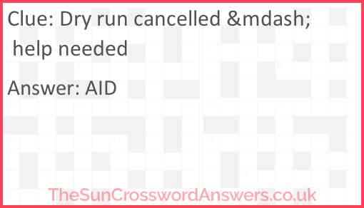Dry run cancelled &mdash; help needed Answer