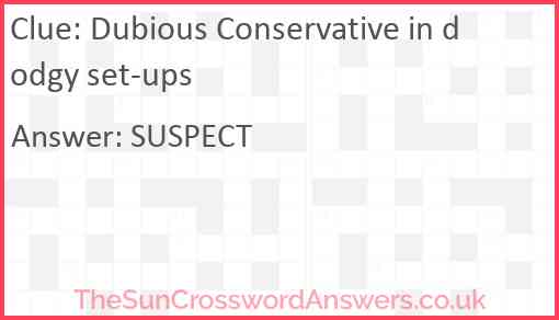 Dubious Conservative in dodgy set-ups Answer