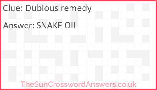 Dubious remedy Answer