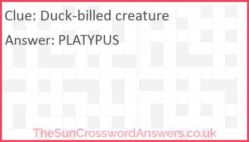 Duck-billed creature Answer