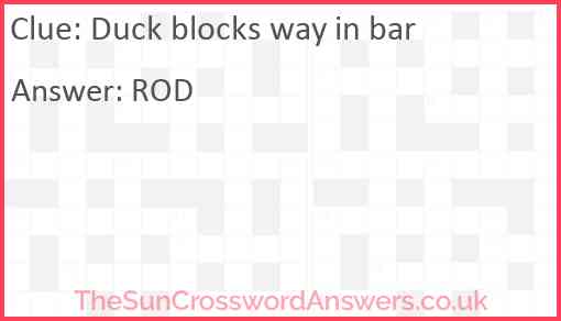 Duck blocks way in bar Answer