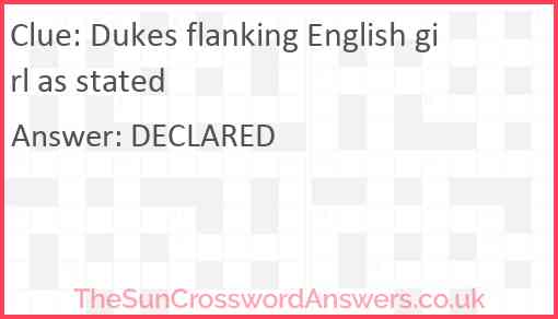 Dukes flanking English girl as stated Answer