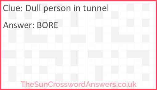 Dull person in tunnel Answer