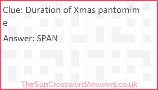 Duration of Xmas pantomime Answer